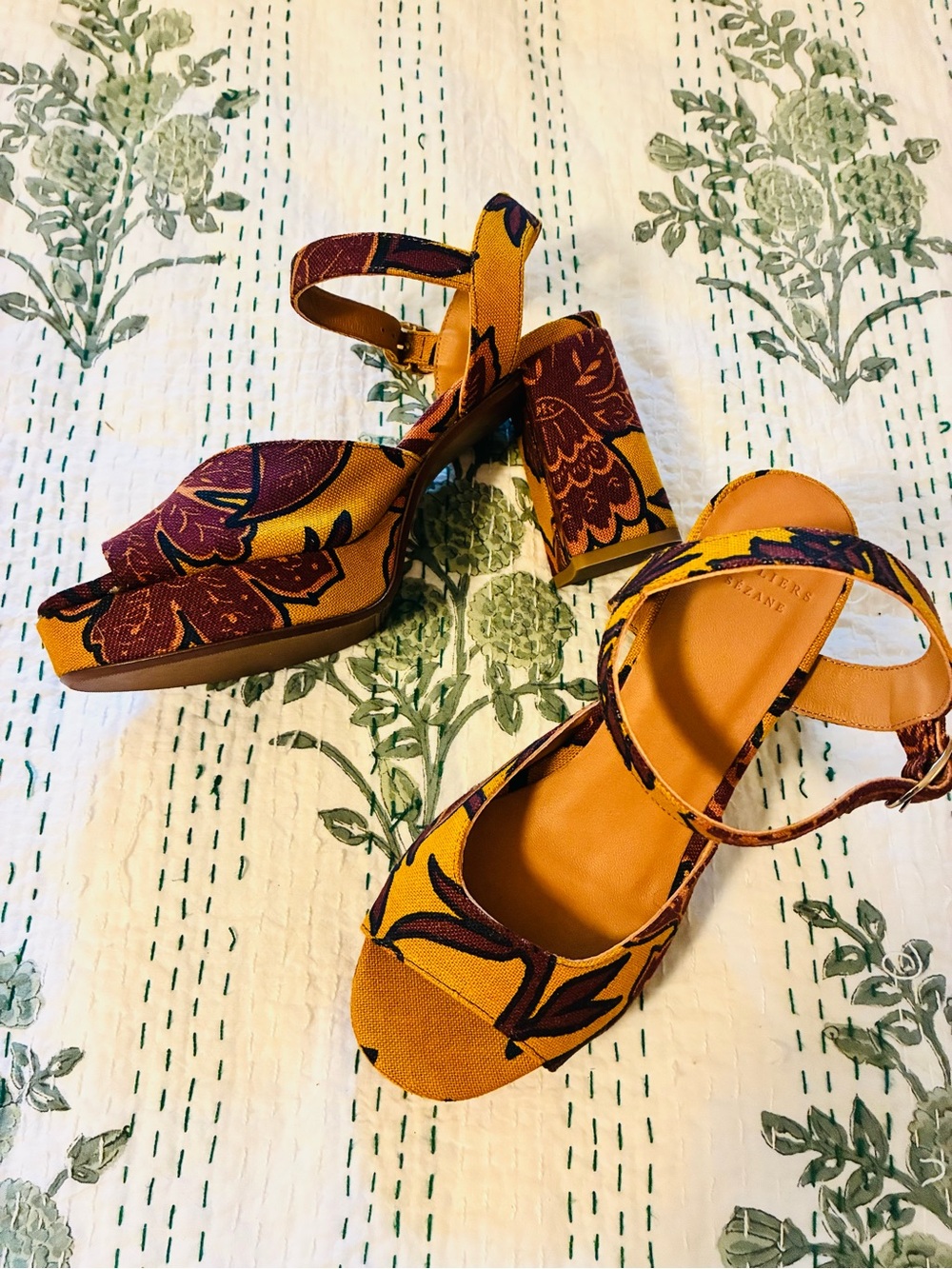 Sezane High Ginnie Sandals in Ochre Multicolor - Picture 6 of 10